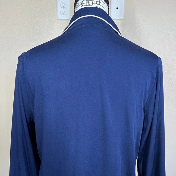 Splendid Navy top women button up shirt Long sleeve Piped Woven PJ size S sleep - Picture 10 of 13